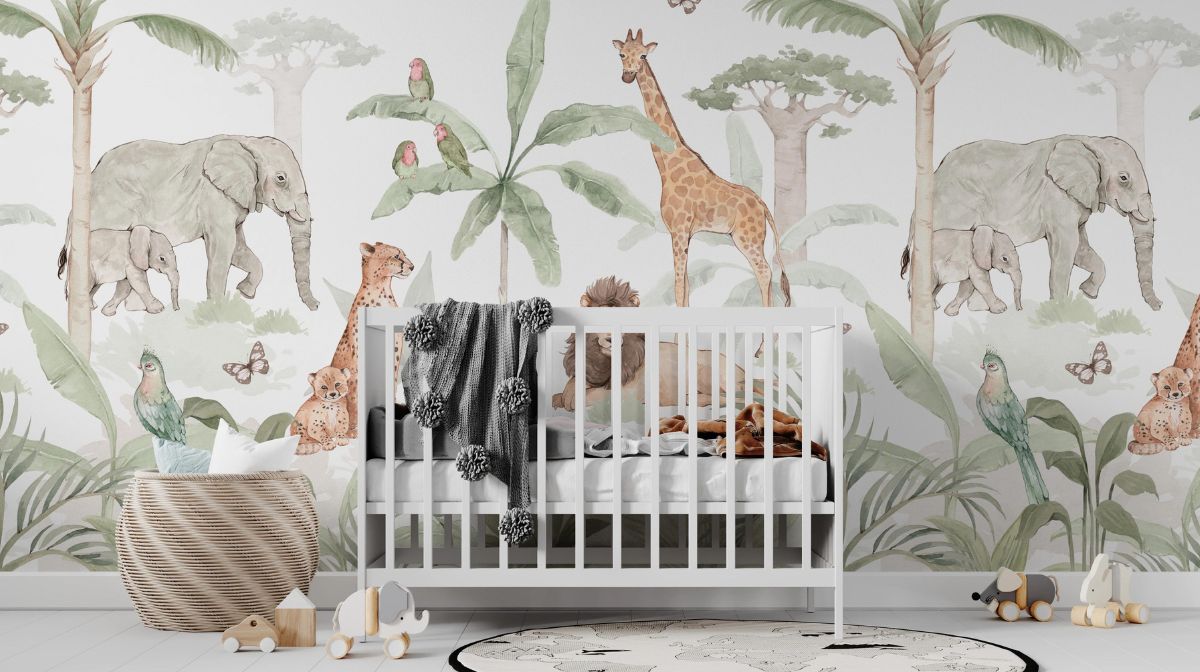 papier peint chambre enfant safari
