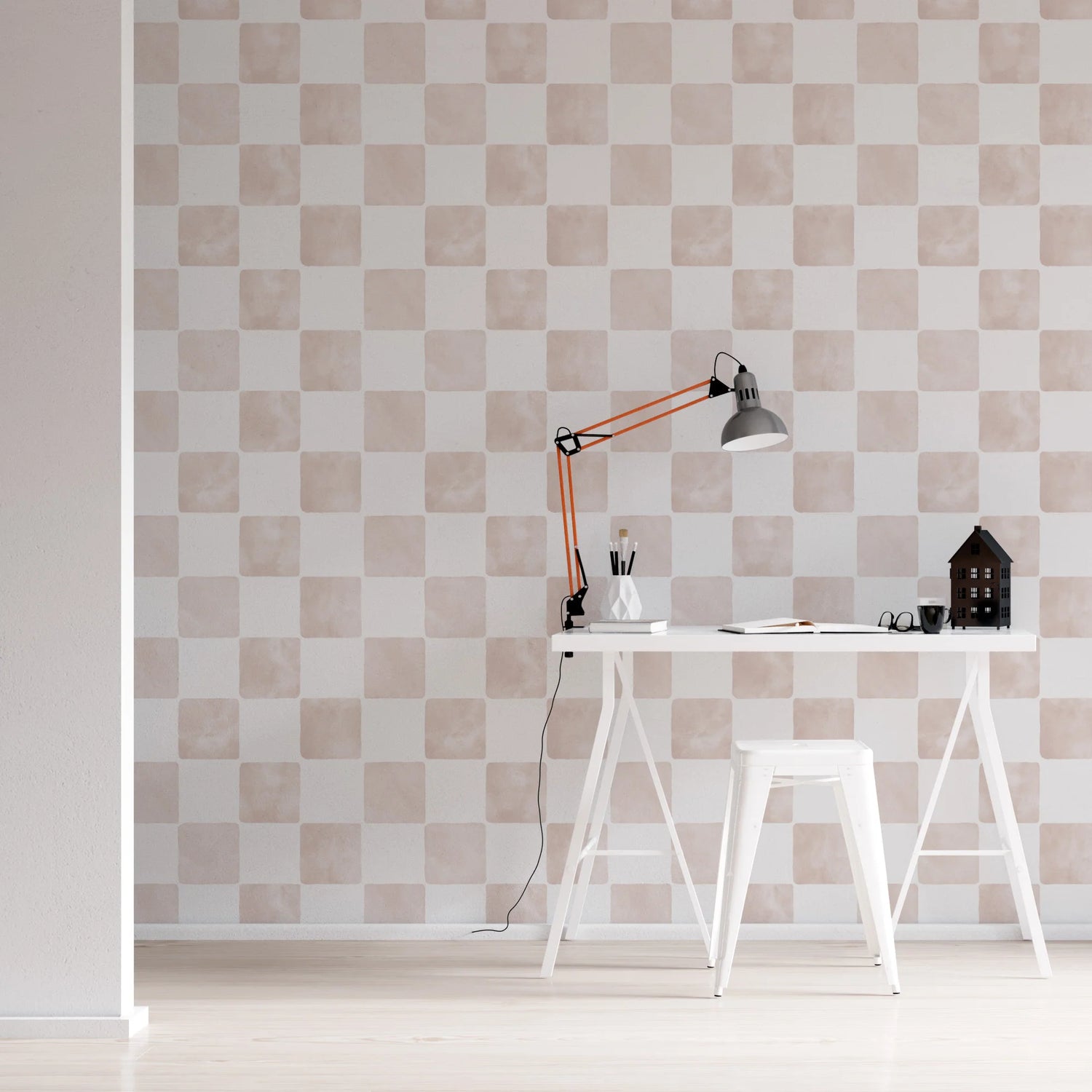 Children's Bedroom Wallpaper with Repeating Pattern - Checkered Billys | Rose