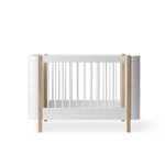 Lit Bébé Évolutif Wood Mini+, Avec Kit Junior Inclus, Blanc/Chêne OLIVER FURNITURE