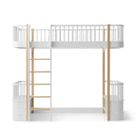 Lit Mezzanine Haut Wood Original, Blanc/Chêne OLIVER FURNITURE