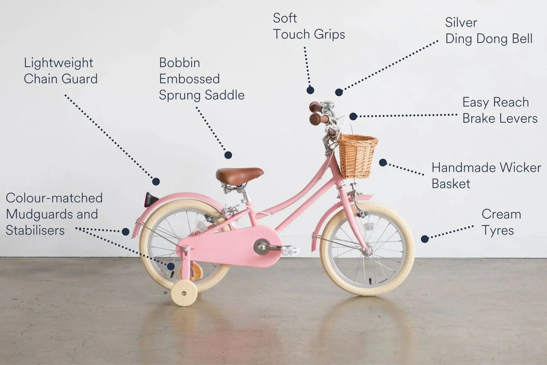 BOBBIN BIKES - Vélo Enfant Gingersnap 16" - Rose Pâle