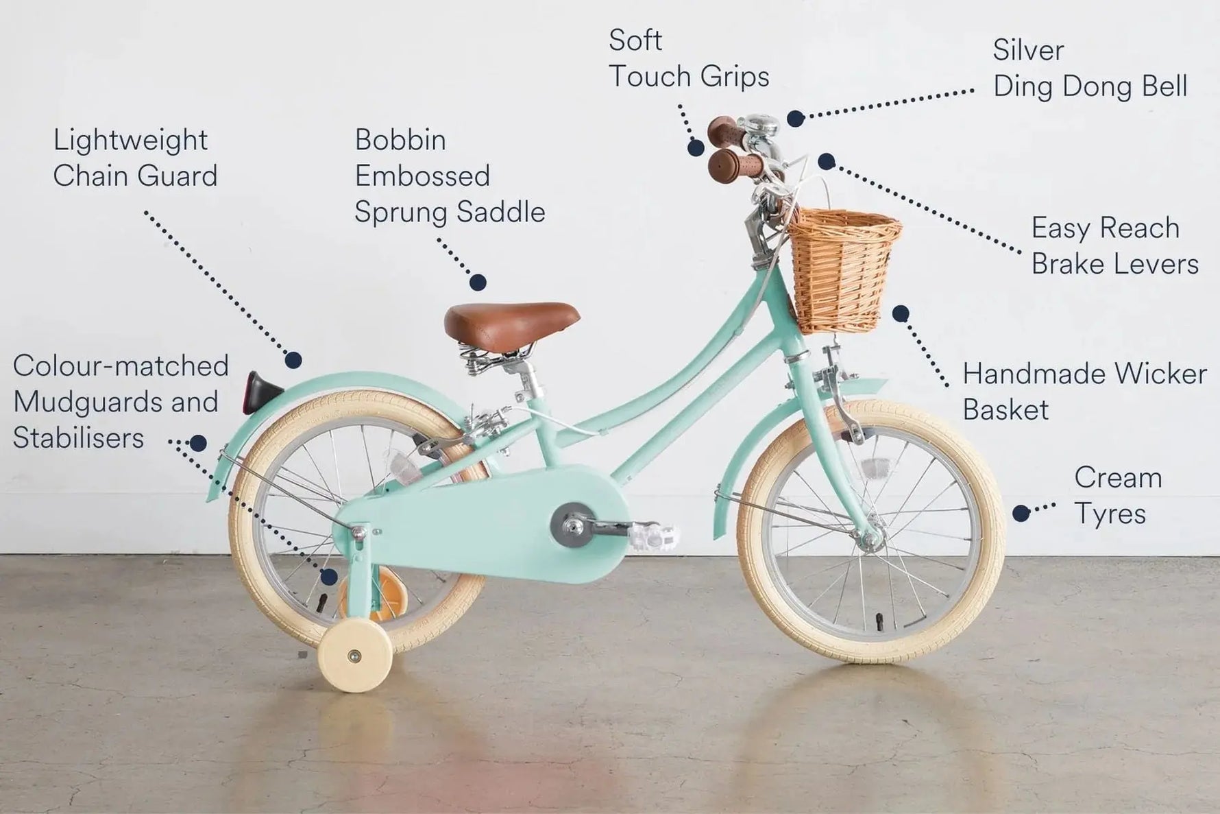 BOBBIN BIKES - Vélo Enfant Gingersnap 16" - Vert Pâle