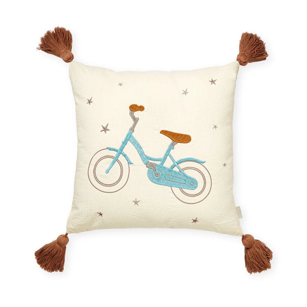 CAM CAM - Coussin Brodé Pour Enfants - Ocs - Vélo