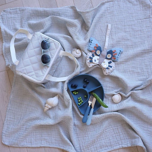 CAM CAM - Couverture Douce - Ocs Classic Rayures Bleues