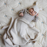 CAM CAM - Plaid Bébé En Tricot Harper - Gots - Blanc Cassé