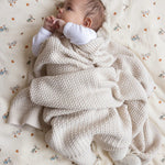 CAM CAM - Plaid Bébé En Tricot Harper - Gots - Blanc Cassé