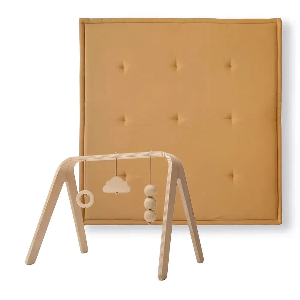 CHARLIE CRANE - Set d'Éveil Complet : Tapis Tami Camel + Arche NAHO & Jouets en Bois