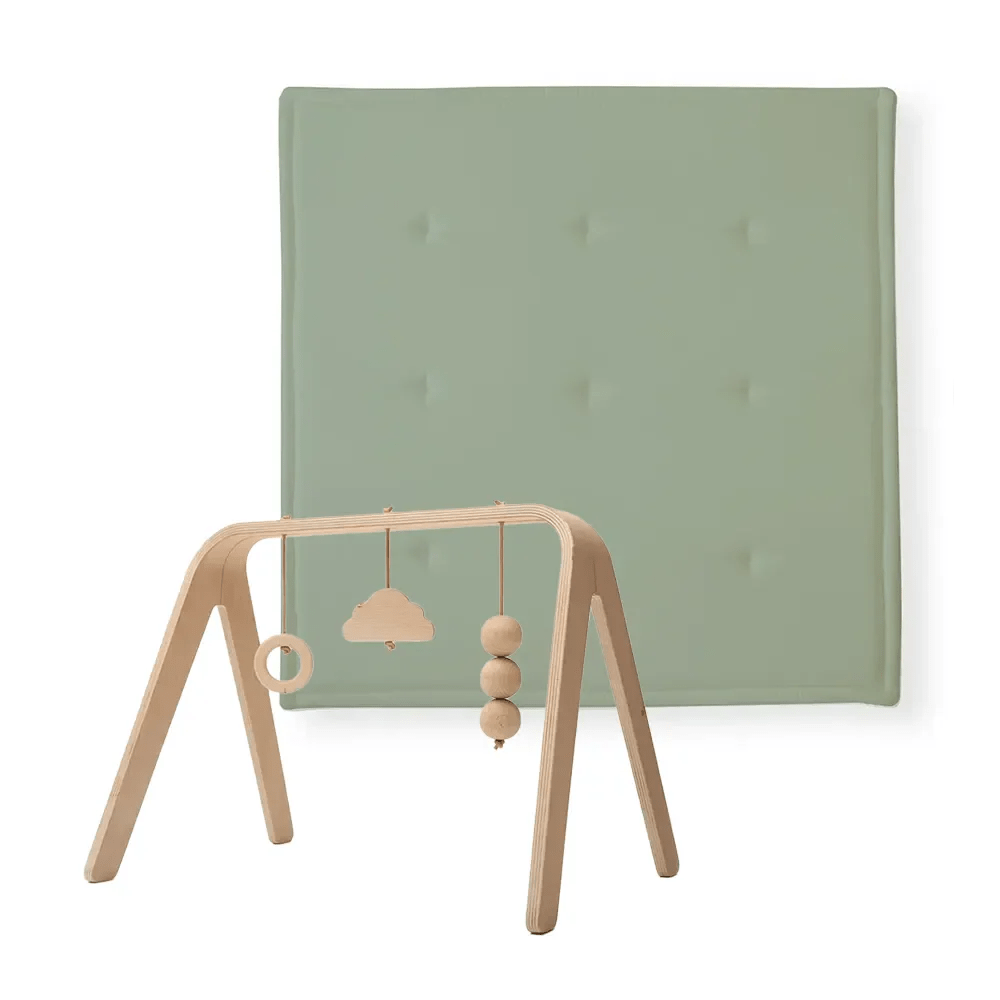CHARLIE CRANE - Set d'Éveil Complet : Tapis Tami Lichen + Arche NAHO & Jouets en Bois