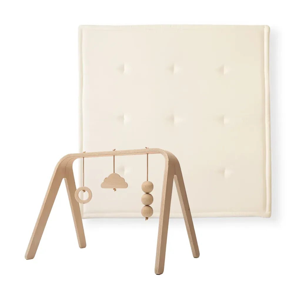 CHARLIE CRANE - Set d'Éveil Complet : Tapis TAMI Milk + Arche NAHO & Jouets en Bois