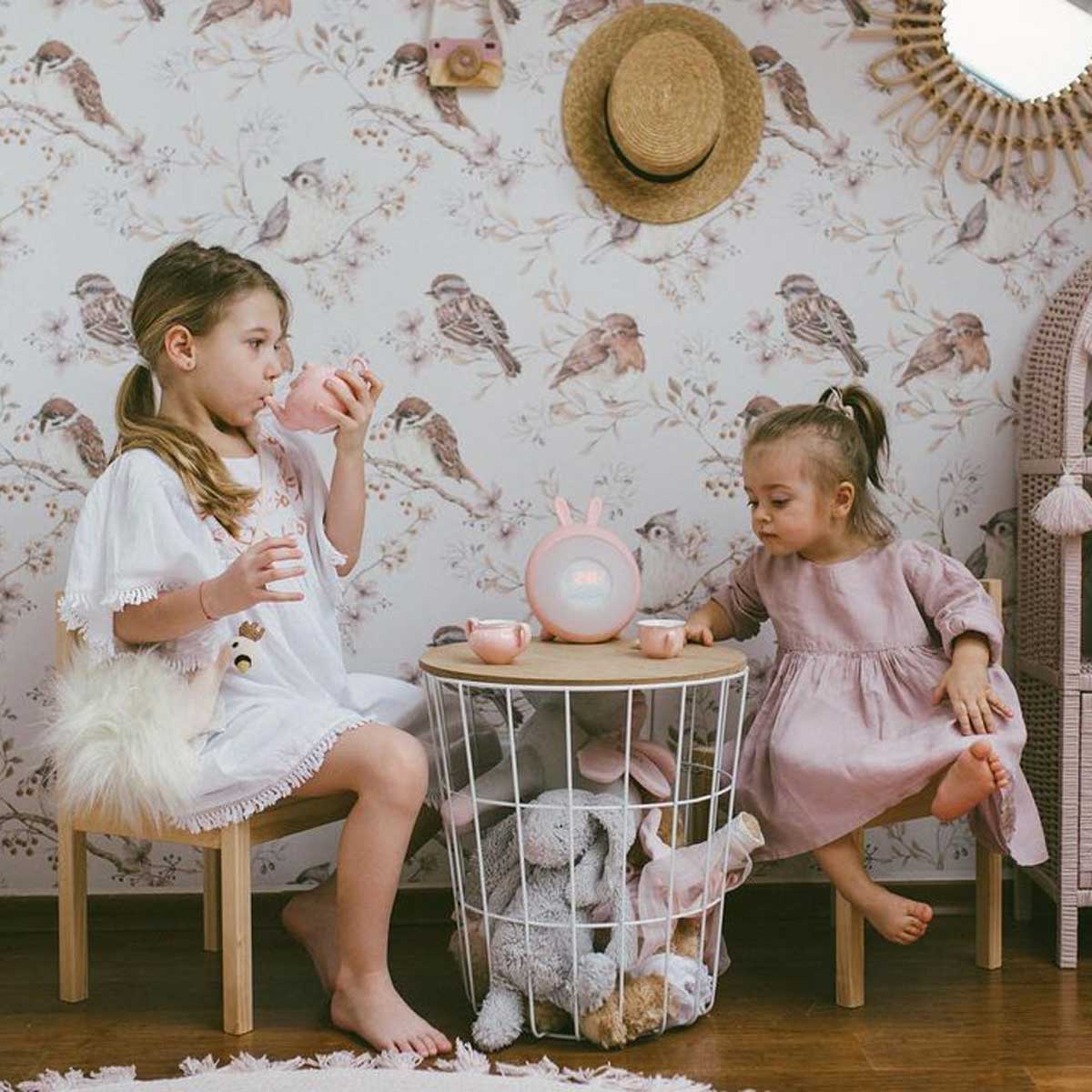 DEKORNIK - Papier Peint Pour Enfants Blanc - gris Oiseaux