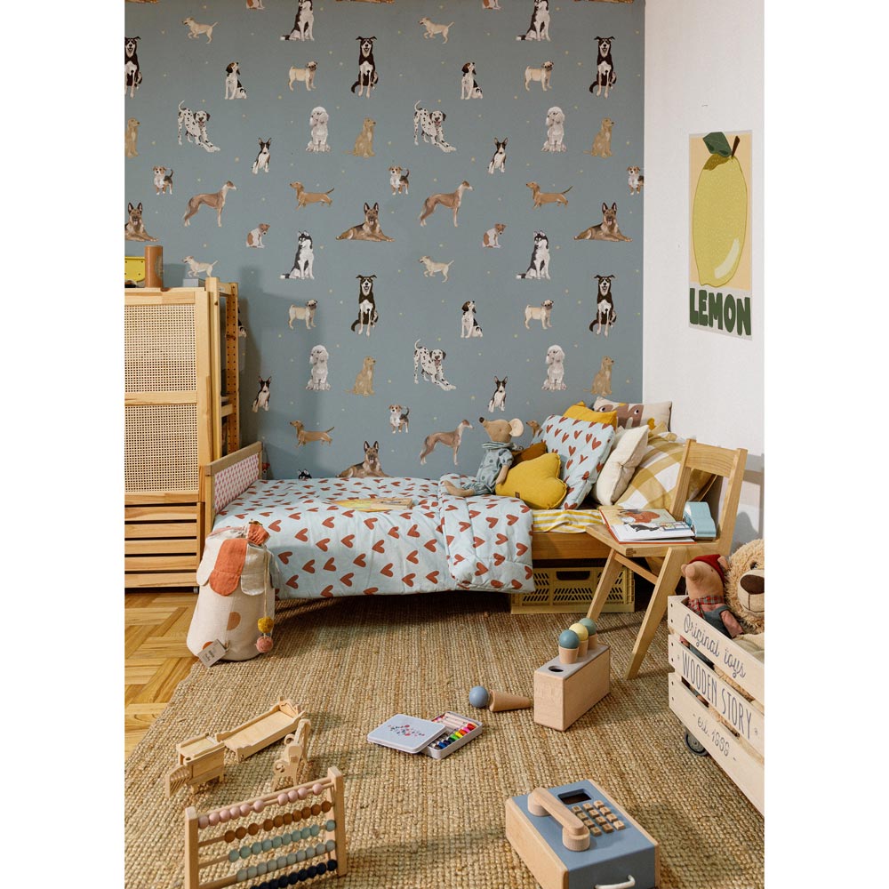 DEKORNIK - Papier Peint Pour Enfants Les Chiens Sont Le Meilleur - Bleu