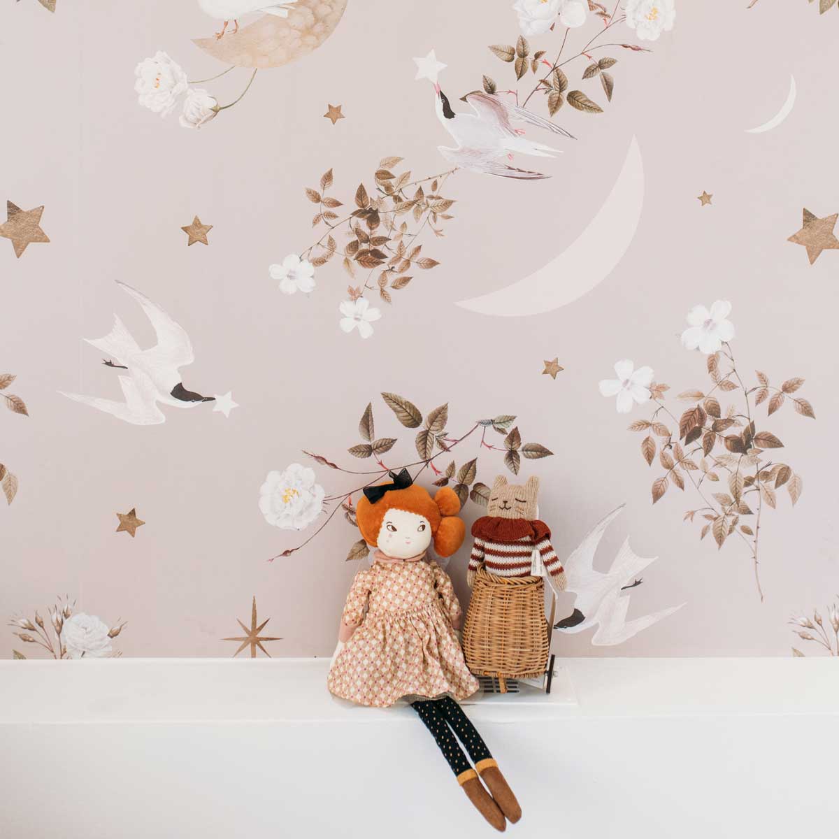 DEKORNIK - Papier Peint Pour Enfants Oiseaux Dans Le Ciel Nocturne