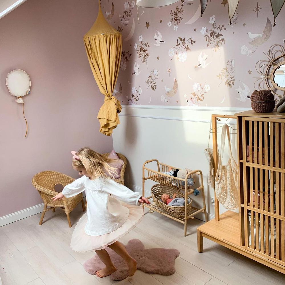 DEKORNIK - Papier Peint Pour Enfants Oiseaux Dans Le Ciel Nocturne