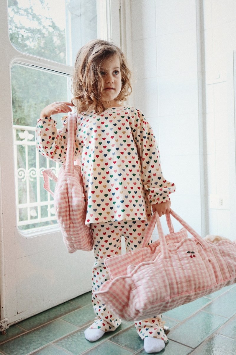 KONGES SLØJD - Couffin Souple Pour Poupée - Carreaux Rose Poudre