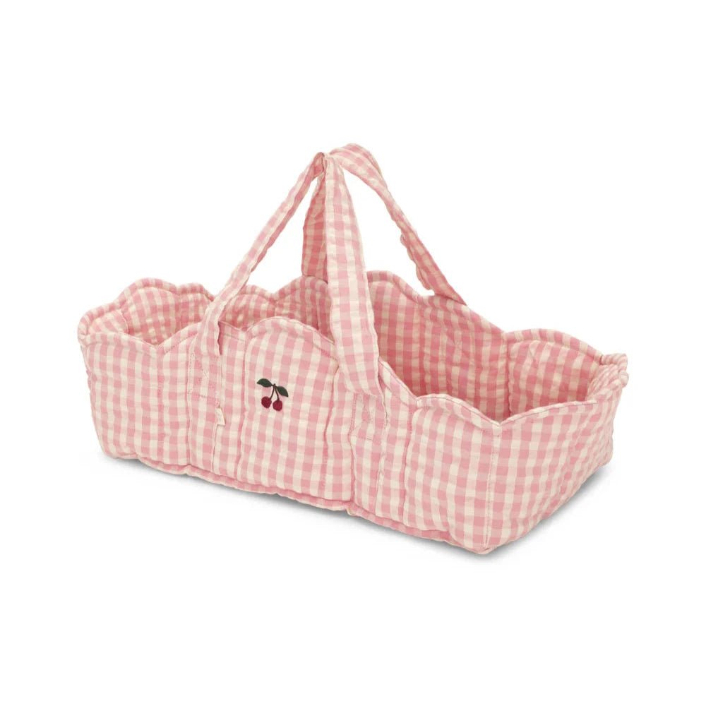 KONGES SLØJD - Couffin Souple Pour Poupée - Carreaux Rose Poudre