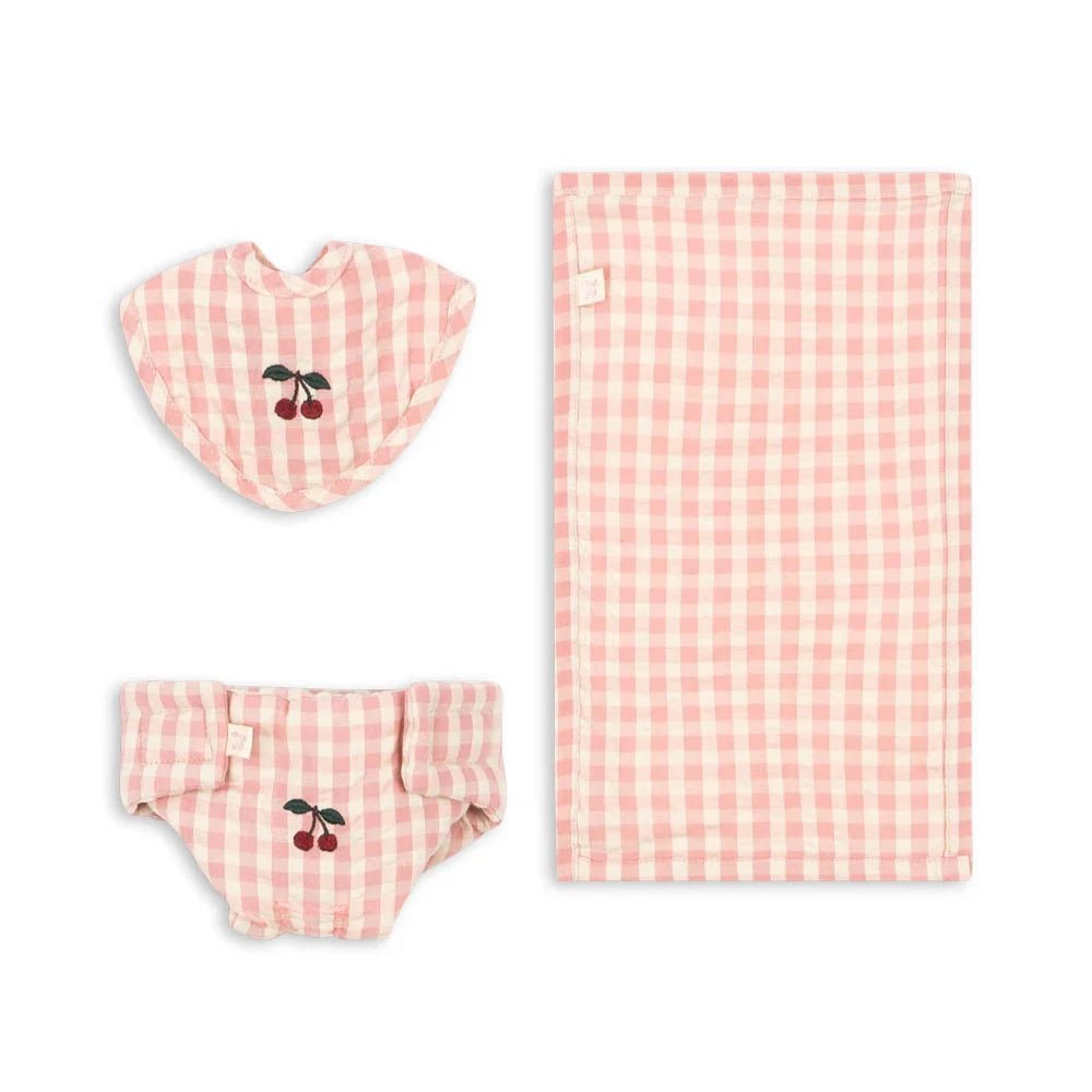 KONGES SLØJD - Ensemble De Chambre De Poupée - Carreaux Rose Poudre