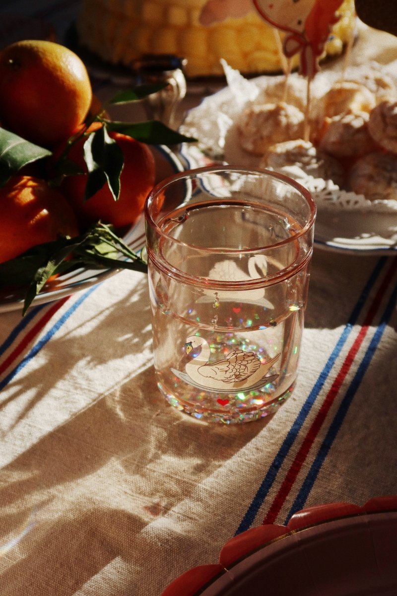 KONGES SLØJD - Paquet De 2 Gobelets À Paillettes - Cygne Blanc Cassé