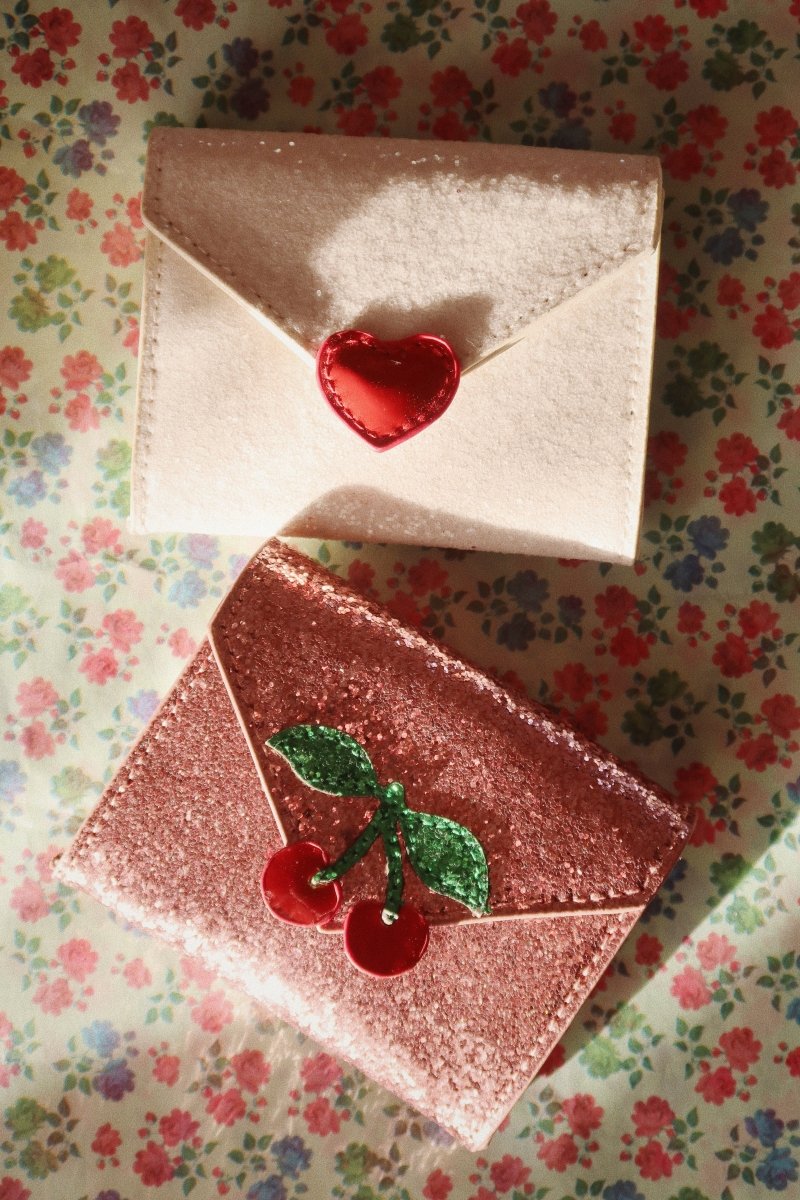 KONGES SLØJD - Portefeuille Lettre D'amour - Paillettes Rose