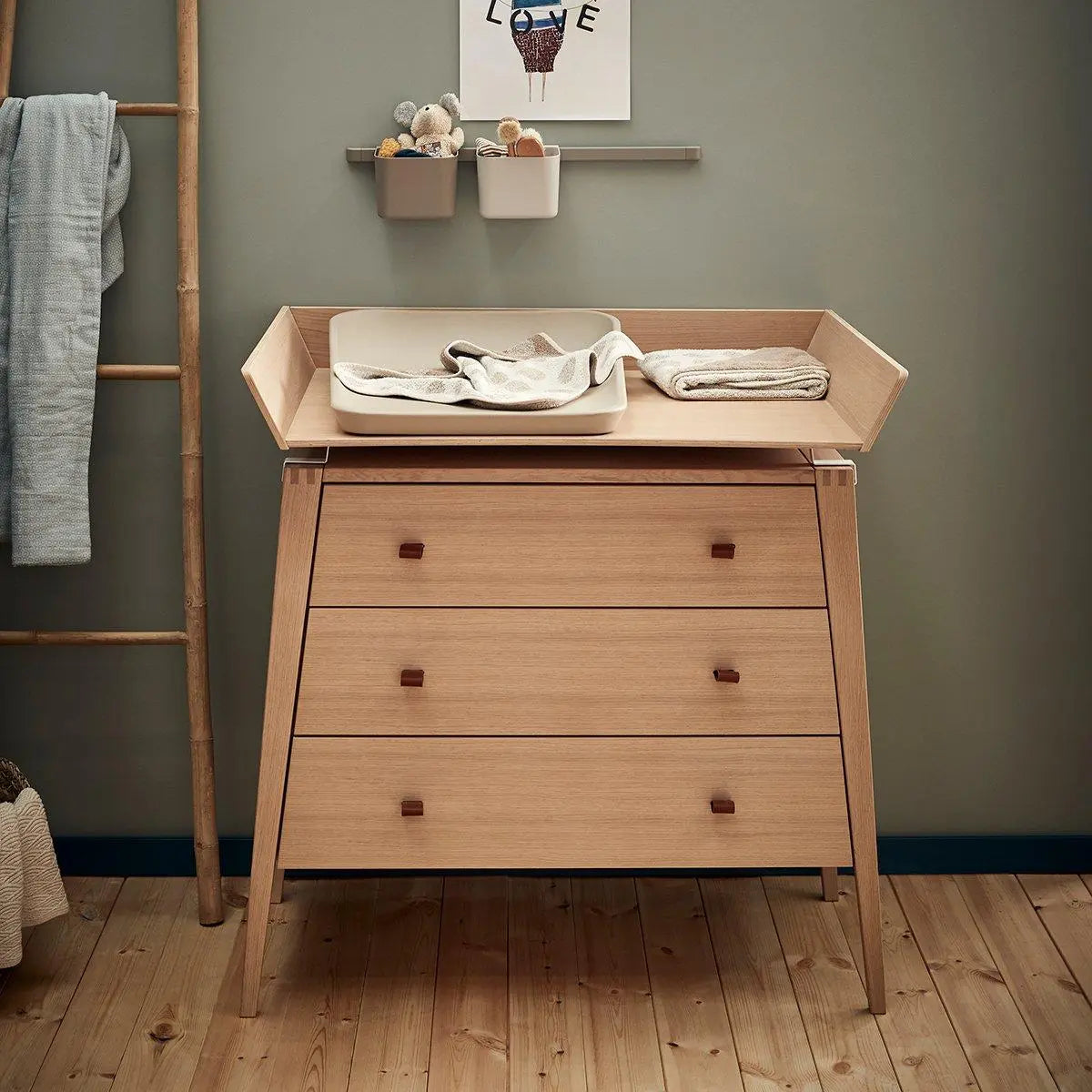 LEANDER - Commode 3 Tiroirs Linea, Chêne