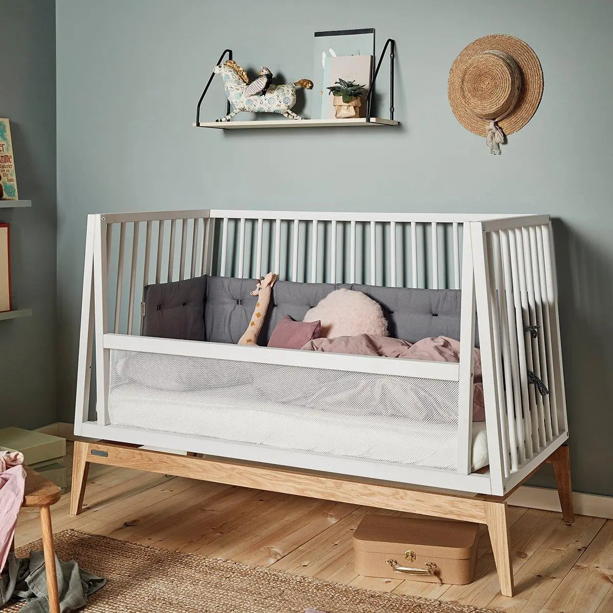 LEANDER - Lit Bébé Luna, 120cm, Blanc/chêne