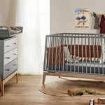 LEANDER - Lit Bébé Luna, 140x70 Cm, Gris/chêne