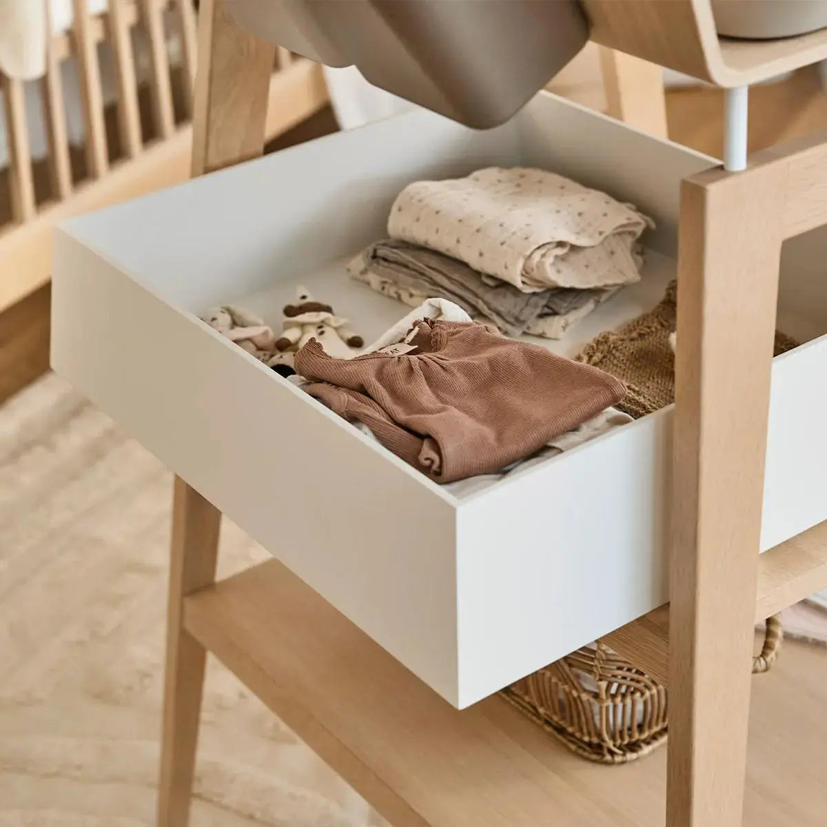 LEANDER - Table À Langer Linea Avec Matelas, Hêtre