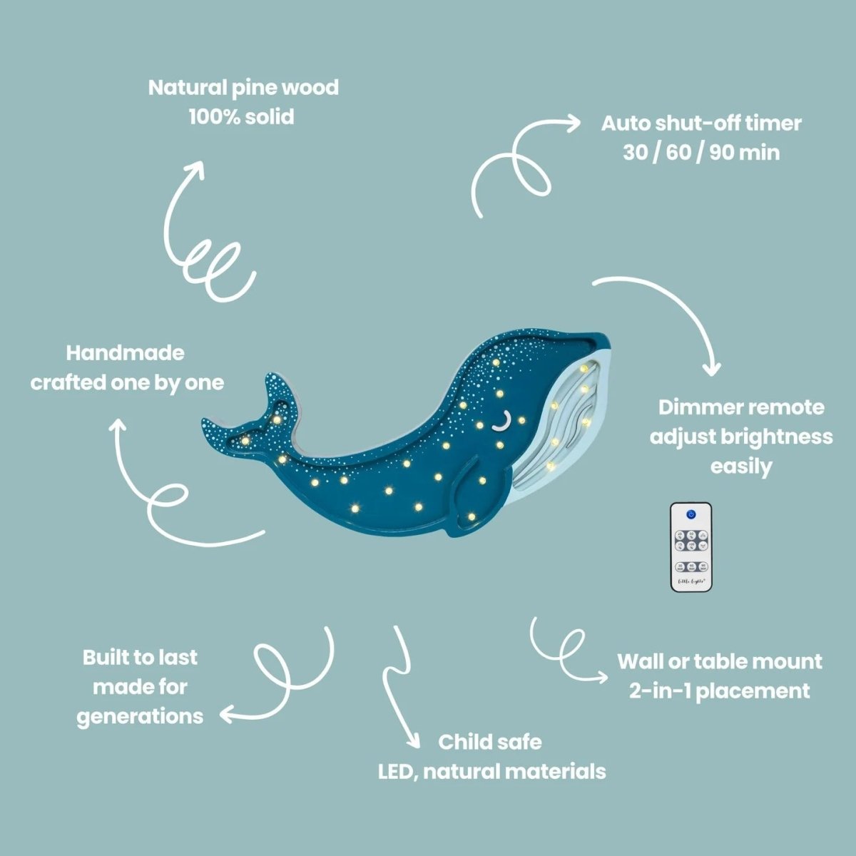 LITTLE LIGHTS-Veilleuse Little Lights - Baleine | Bleu Sarcelle Galaxie