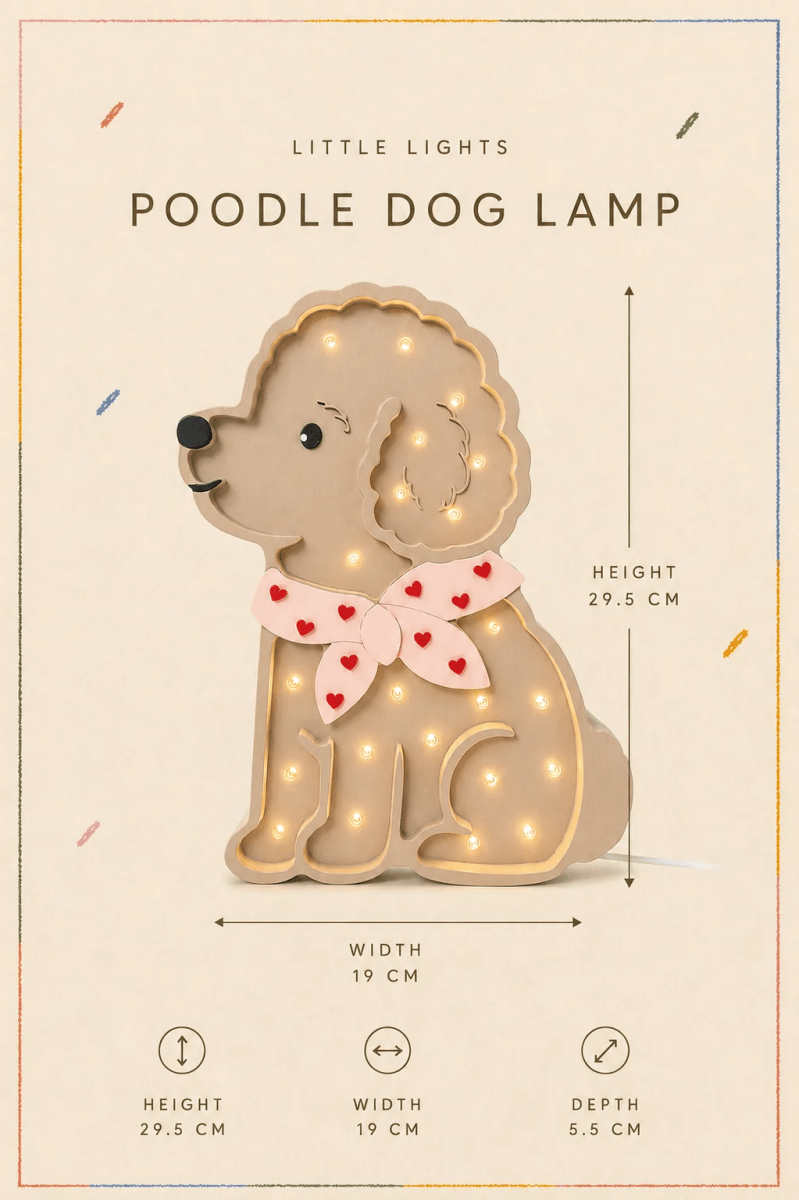 LITTLE LIGHTS-Veilleuse Little Lights - Caniche Lotta | Cœurs Rouges sur Rose
