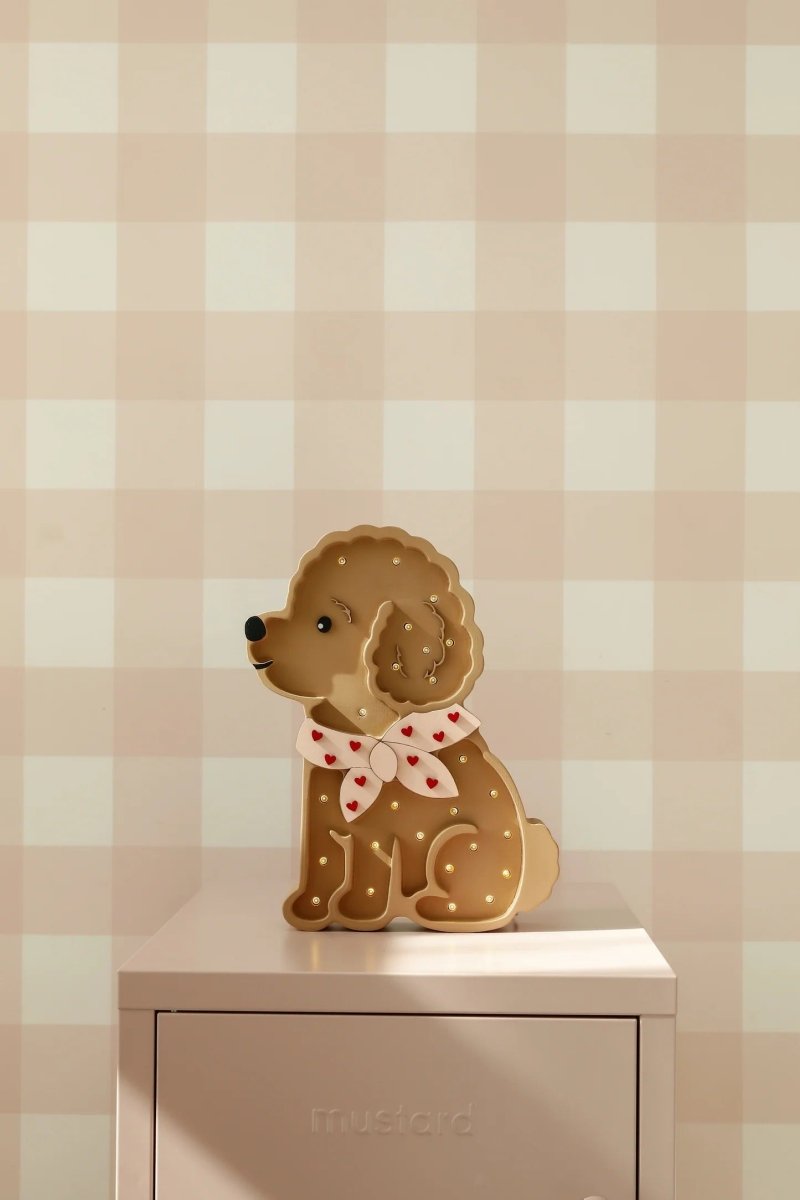 LITTLE LIGHTS-Veilleuse Little Lights - Caniche Lotta | Cœurs Rouges sur Rose
