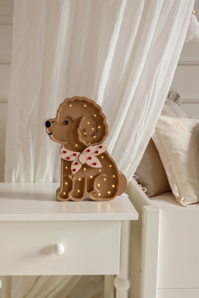 LITTLE LIGHTS-Veilleuse Little Lights - Caniche Lotta | Cœurs Rouges sur Rose
