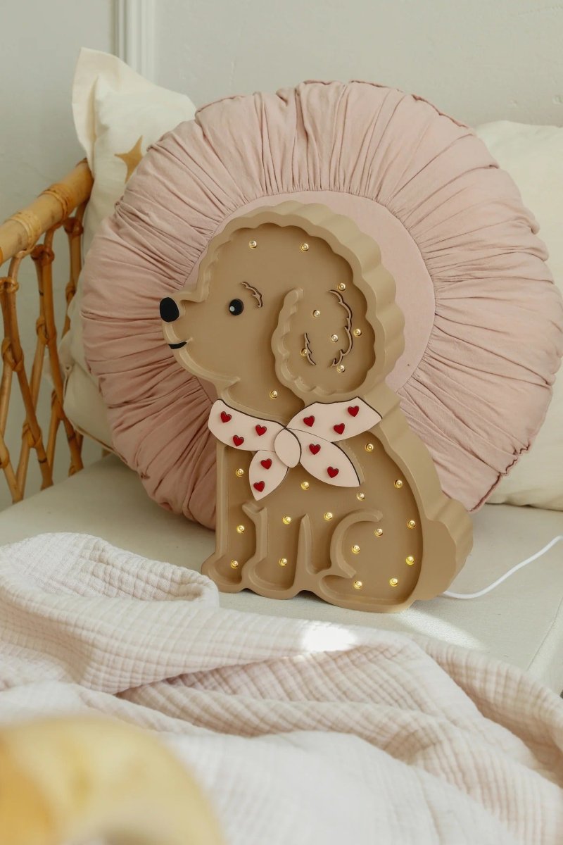 LITTLE LIGHTS-Veilleuse Little Lights - Caniche Lotta | Cœurs Rouges sur Rose