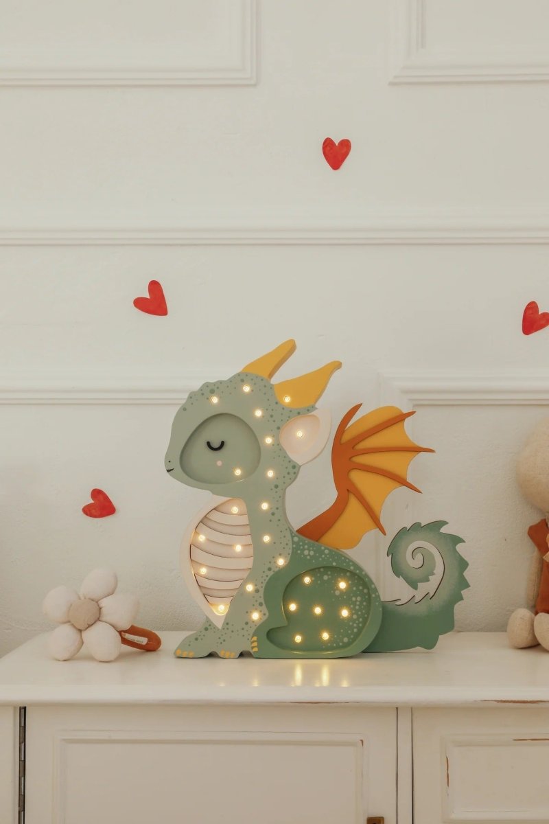 LITTLE LIGHTS-Veilleuse Little Lights - Dragon | Vert Chasseur
