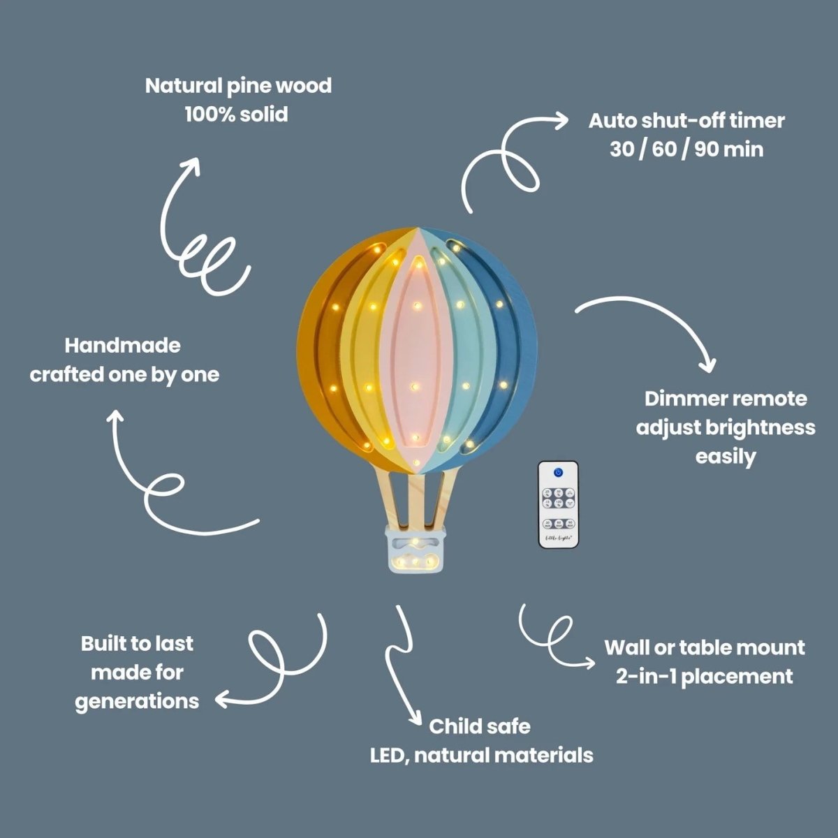 LITTLE LIGHTS-Veilleuse Little Lights - Montgolfière | Arc-en-ciel Rétro