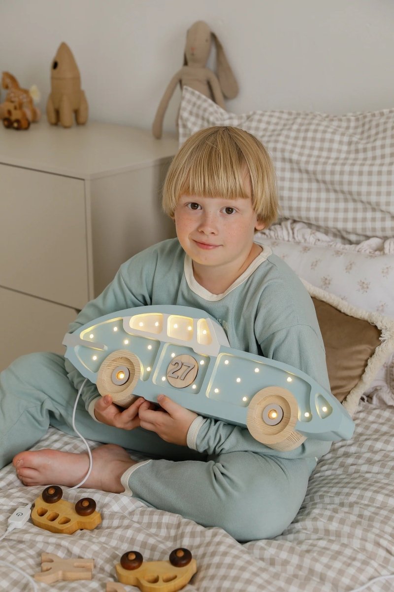 LITTLE LIGHTS-Veilleuse Little Lights - Voiture de Course | Bleu Rétro