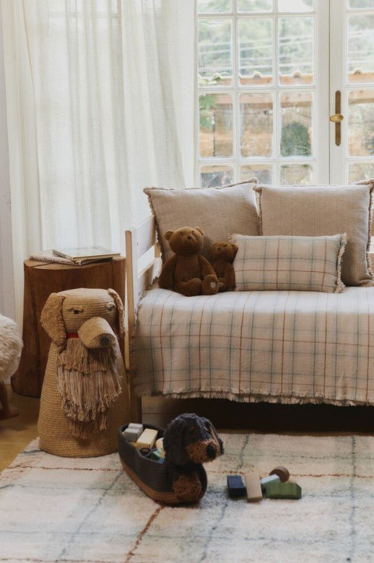 LORENA CANALS - Coussin Tissé Main Bleu Sauge