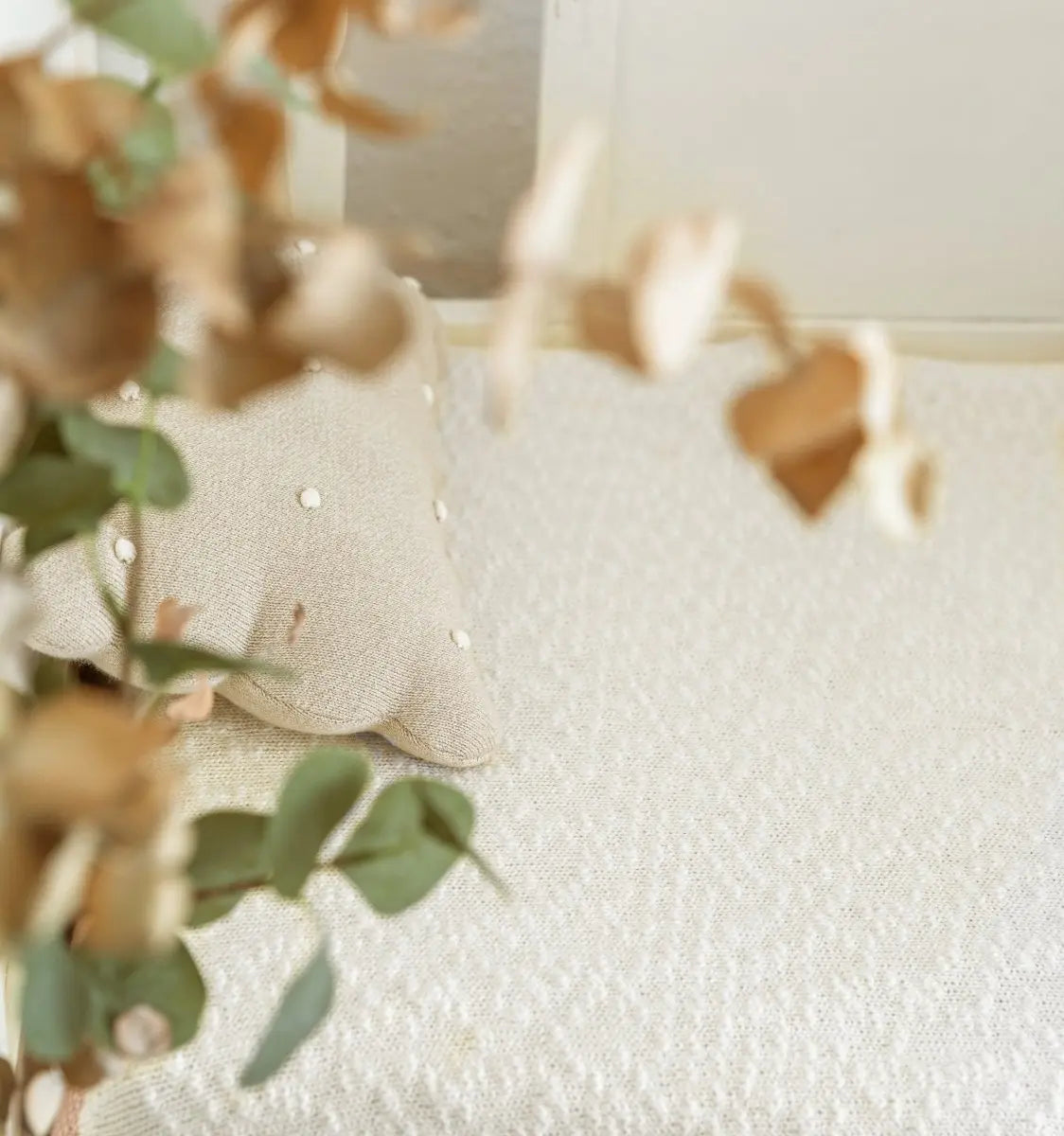 LORENA CANALS - Coussin Tricoté Biscuit Dune Blanc