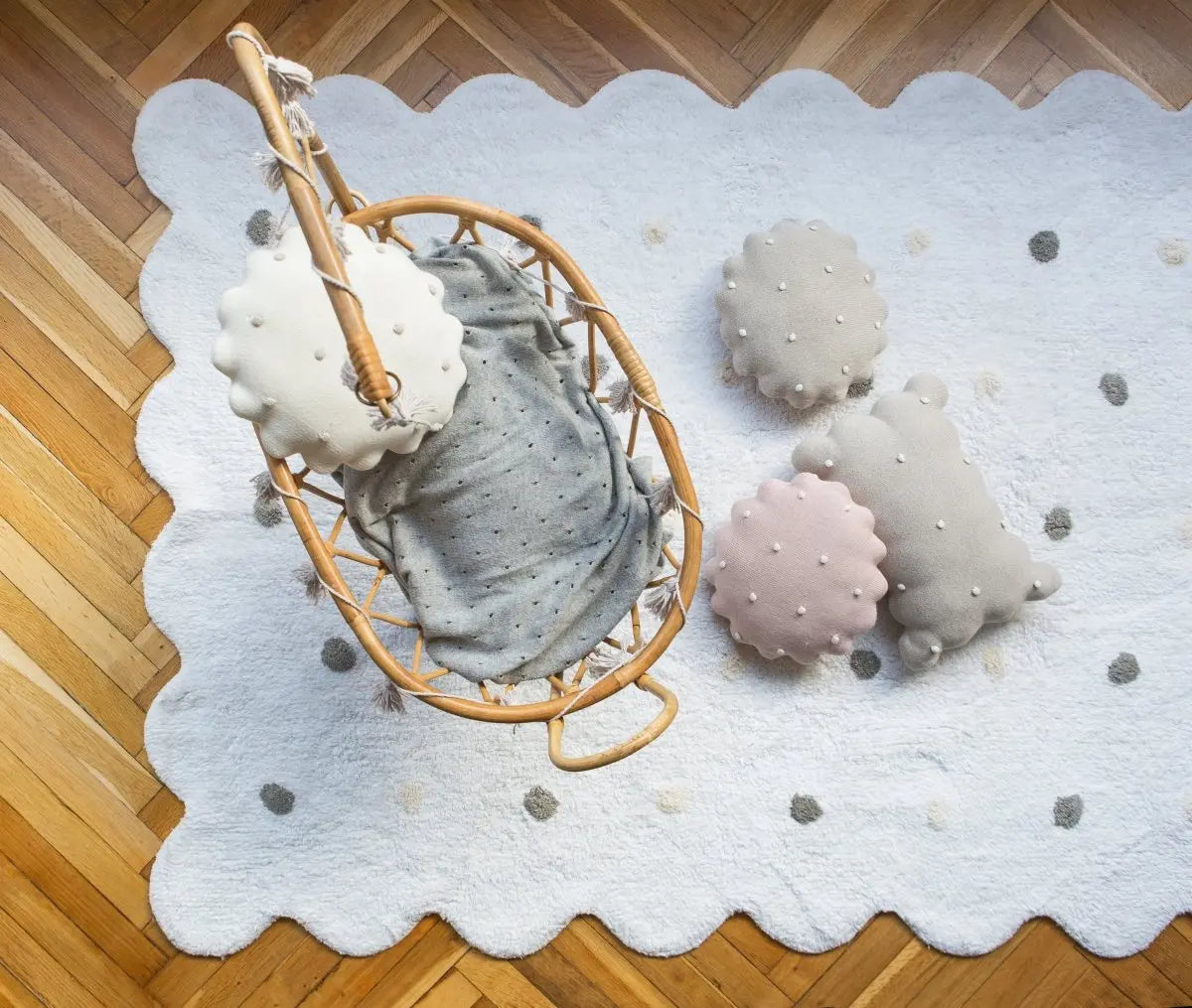 LORENA CANALS - Coussin Tricoté Biscuit Dune Blanc