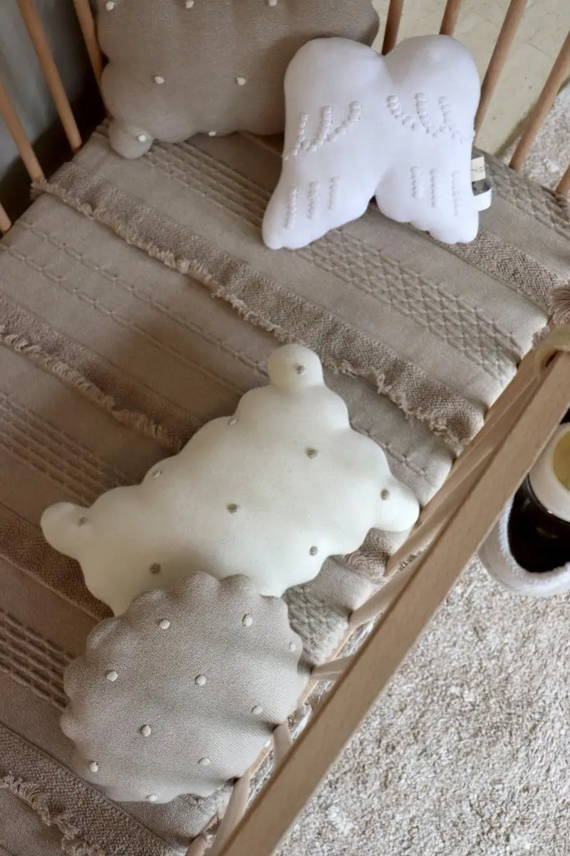 LORENA CANALS - Coussin Tricoté Biscuit Dune Blanc