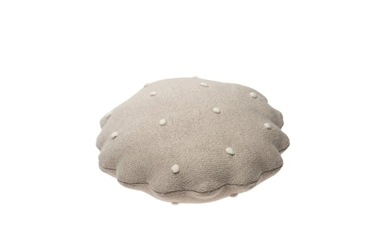 LORENA CANALS - Coussin Tricoté Rond Biscuit Dune Blanc