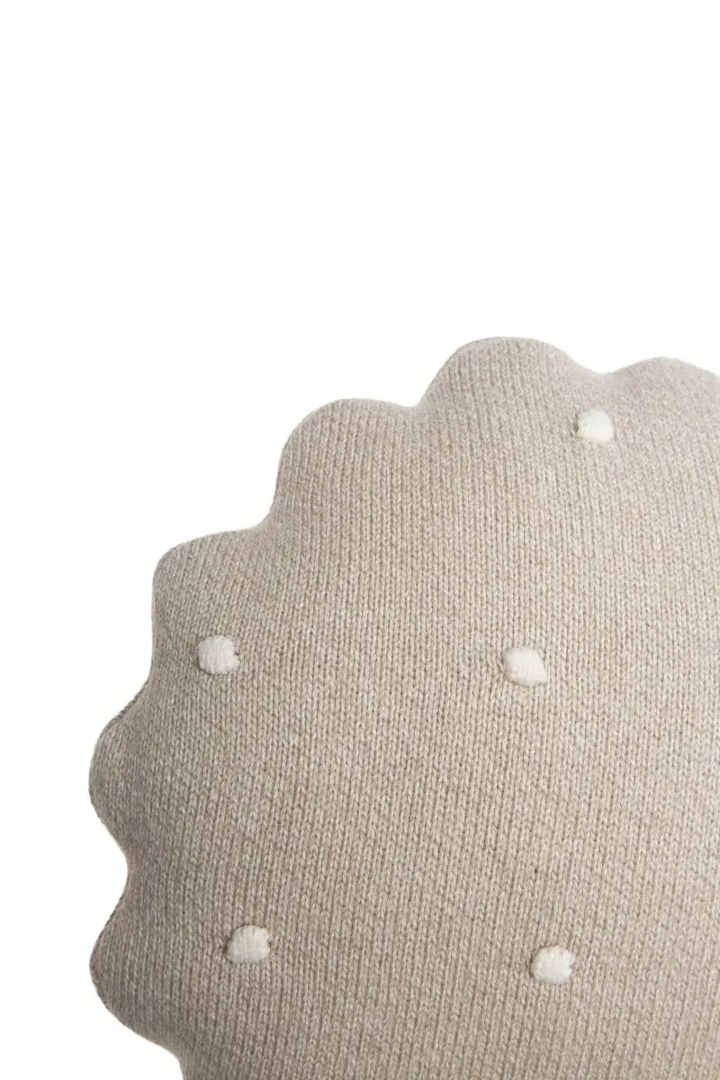 LORENA CANALS - Coussin Tricoté Rond Biscuit Dune Blanc