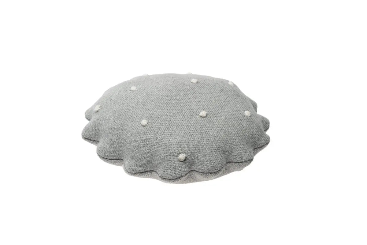 LORENA CANALS - Coussin Tricoté Rond Biscuit Gris