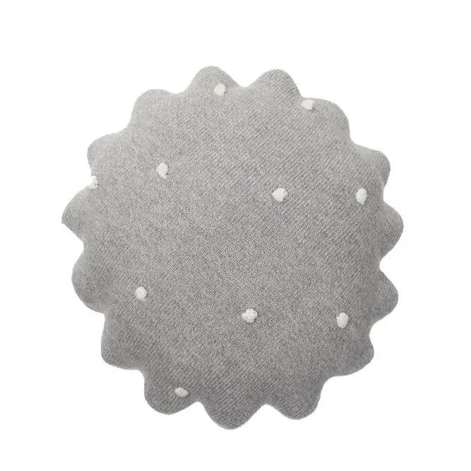LORENA CANALS - Coussin Tricoté Rond Biscuit Gris