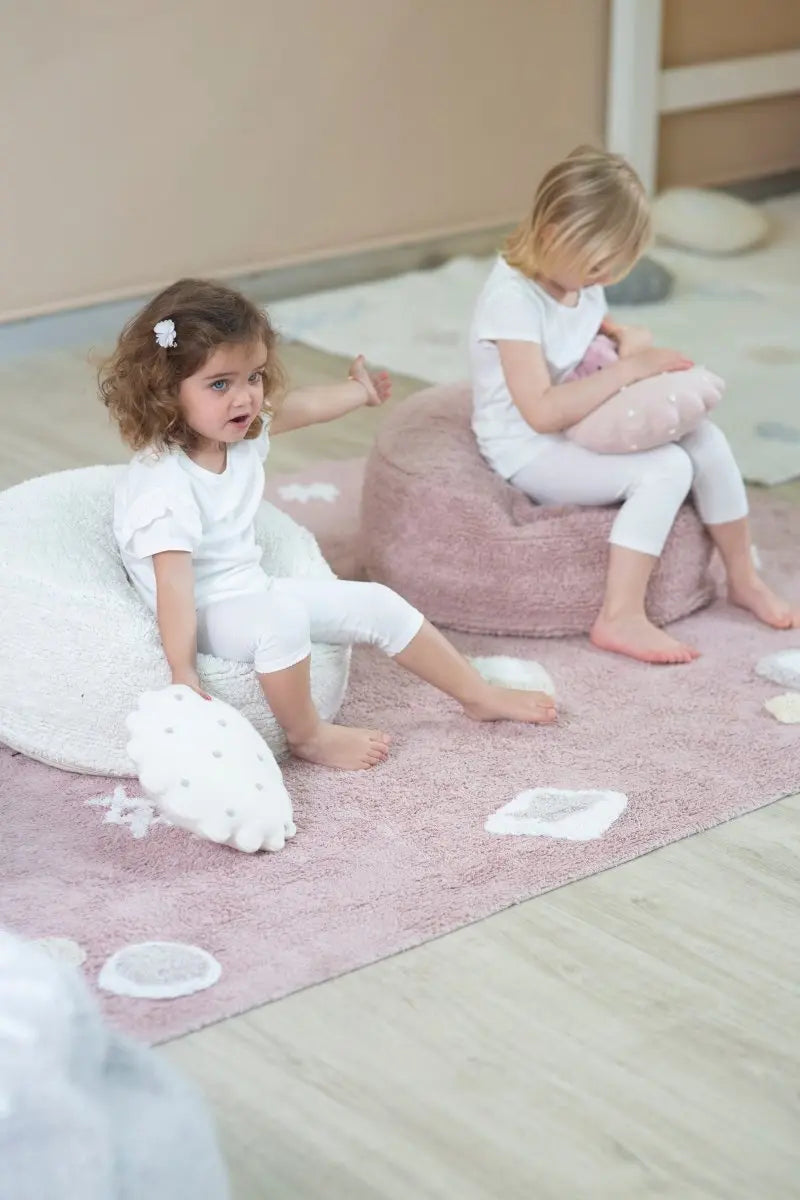 LORENA CANALS - Coussin Tricoté Rond Biscuit Rose Perle