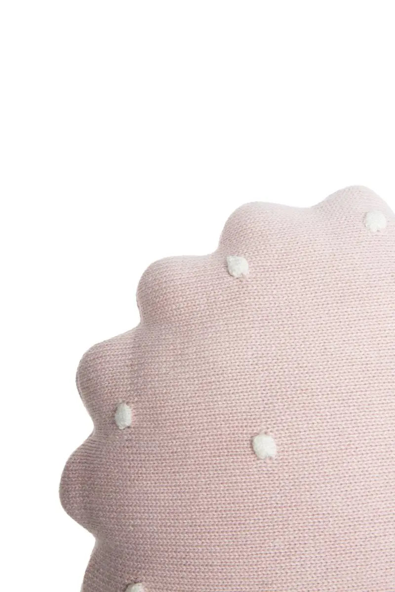 LORENA CANALS - Coussin Tricoté Rond Biscuit Rose Perle