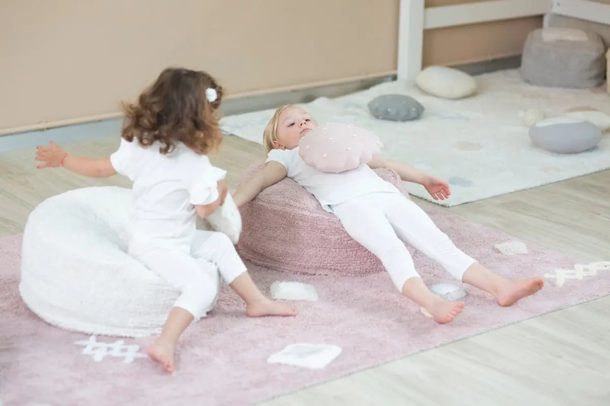 LORENA CANALS - Coussin Tricoté Rond Biscuit Rose Perle