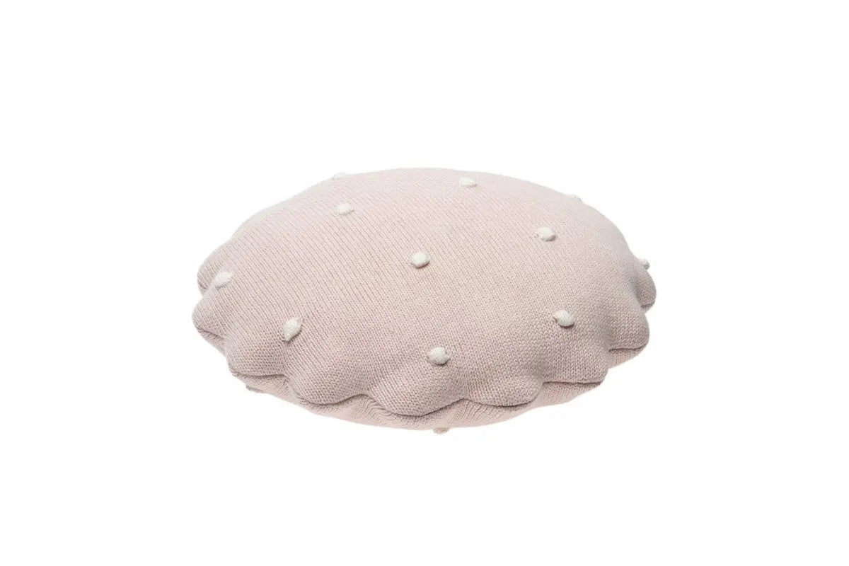 LORENA CANALS - Coussin Tricoté Rond Biscuit Rose Perle