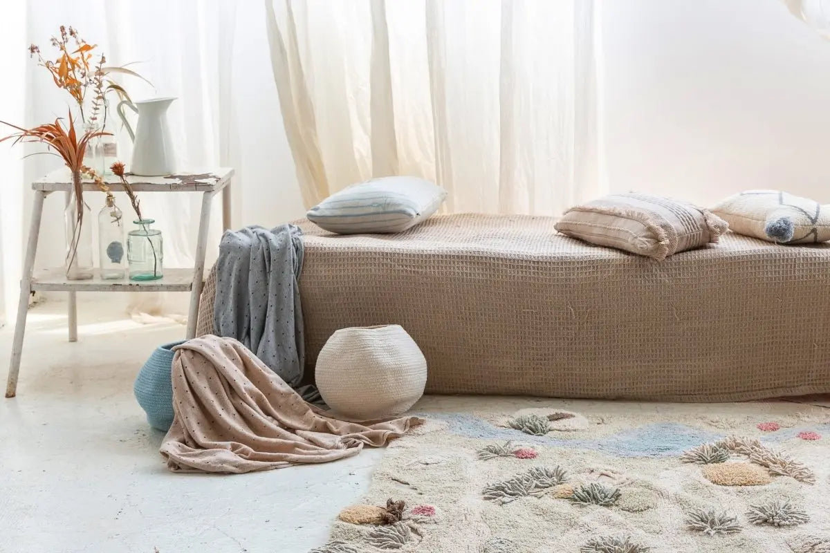 LORENA CANALS - Couverture Bébé Tricot Biscuit Dune Blanc