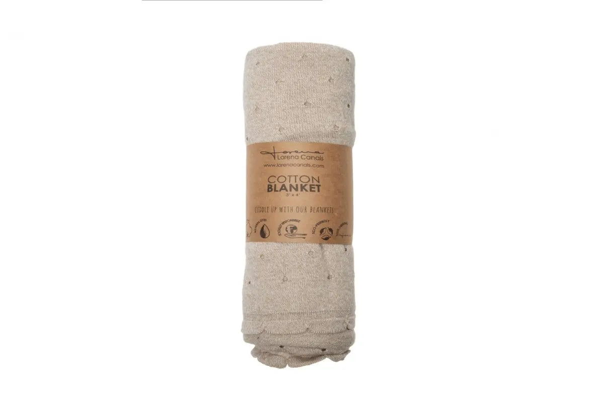 LORENA CANALS - Couverture Bébé Tricot Biscuit Dune Blanc