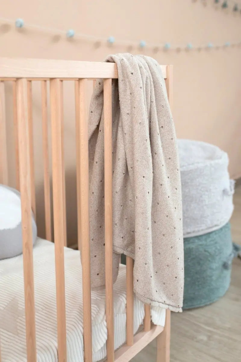 LORENA CANALS - Couverture Bébé Tricot Biscuit Dune Blanc