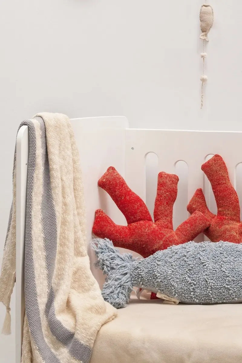 LORENA CANALS - Couverture Tricot Stripes Naturel - Gris